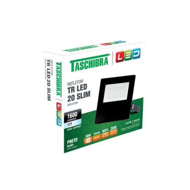 Imagem de Refletor Tr Led 20w Slim Preto - Taschibra 6500k (branca)