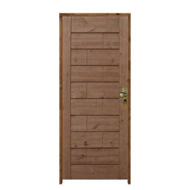Imagem de Kit Porta De Madeira 210X82Cm Batente 11Cm Fechadura Stilo Cromada Roma Pinus
