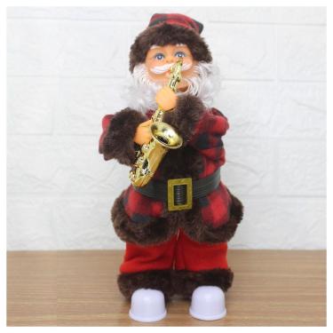 Imagem de Enfeite Natal Musical Com Movimento Papai Noel Saxofonista Com Led 30cm