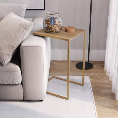 Imagem de Mesa Lateral Industrial 40cm Hanover-dourado