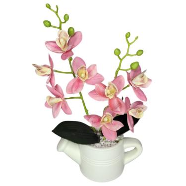 Imagem de Arranjo De Flores Artificiais Com Caixa De Mdf (29cm) Branco/rosa