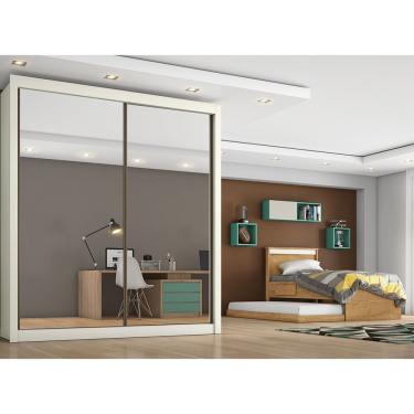 Imagem de Roupeiro Zurique 2 Portas Espelhada 100 Mdf Off White