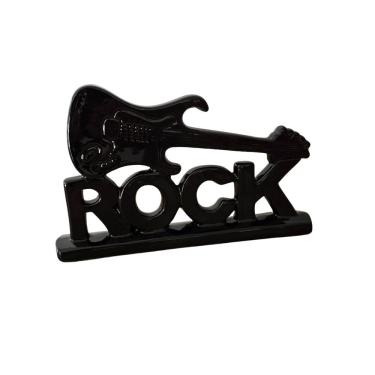 Imagem de Escultura Rock Para Móvel Em Cerâmica Preto Brilho
