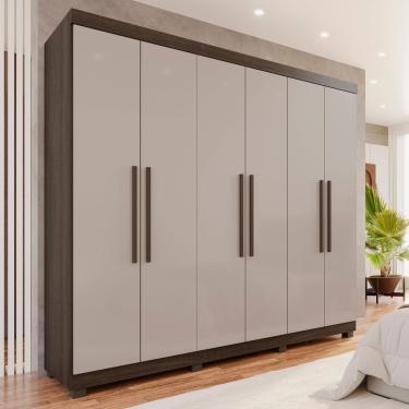 Imagem de Guarda Roupa 6 Portas 4 Gavetas New Malibu Imbuia - Off White