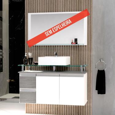 Imagem de Gabinete Banheiro 2 Gavetas 2 Portas Diamante 80cm - Cinza Rovere - Cinza