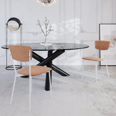 Imagem de Cadeira Fixa Estofada Vintage Retrô Com 2 Unidades Nude-branco