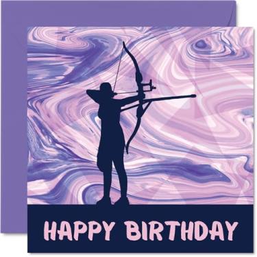 Imagem de Cartões de aniversário esportivos para mulheres meninas - meninas com arco e flecha no esporte - cartão de aniversário de tiro com arco para amiga, irmã, filha, sobrinha, colega de equipe, cartões de
