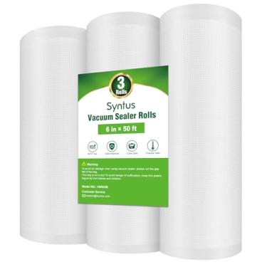 Imagem de Syntus Sacos seladores a vácuo para alimentos, 3 rolos de saco de grau comercial de 15 x 127 m, sacos de vácuo de alimentos sem BPA para armazenamento, preparação de refeições ou sous vide