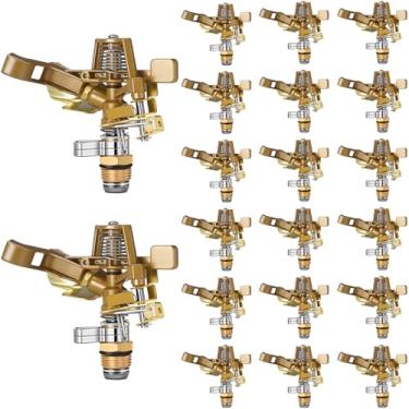 Imagem de Ferraycle 20 peças cabeça de aspersor de impacto de latão de 1/2 polegada Cabeça de aspersão resistente com bicos ajustáveis 0-360 graus Cabeça de aspersão de impulso irrigador de gramado para
