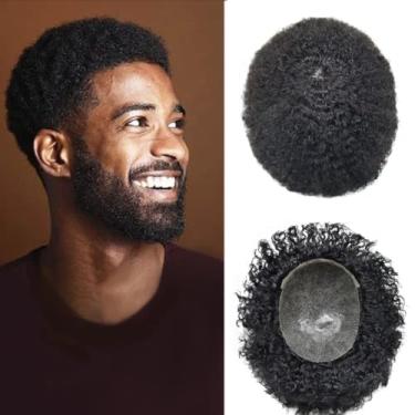 Imagem de Generic Unidade De Cabelo Man Weave Para Homens Negros, Peruca Afro-Americana (8'' X 10'', Preto Azeviche Nº 1, Onda 6 Mm)