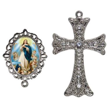 Imagem de Crucifixo Para Terço de Noiva Relicario Nossa Senhora da Conceição Peç