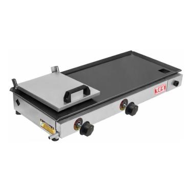 Imagem de Chapa Bifeteira Gás Lanche Lcg Prensa Abafador 2 Bocas 30x70