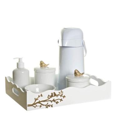 Imagem de Kit Higiene Pássaros Com 6 Peças Quarto Bebê Menina Menino - Potinho d