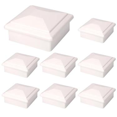 Imagem de Suprom Pacote com 8 tampas de poste de cerca 4x4 para poste de madeira verdadeiro/real de 9,8 cm x 9,5 cm, feito de plástico PP rígido e contra desbotamento, evita que o poste rache e apodreça