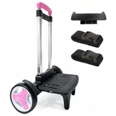 Imagem de Mochila de rodinhas com rodas silenciosas para subir escadas, moldura de alumínio dobrável, alça ajustável, grande capacidade de 35 kg – serve para bolsas de viagem, bolsas de livros, compras – rosa