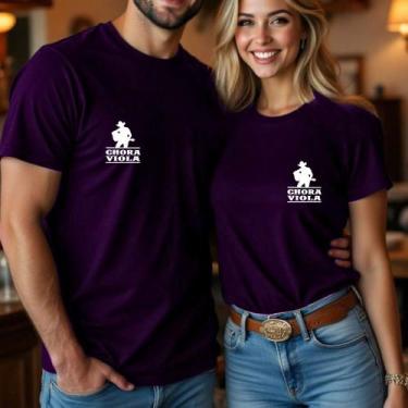 Imagem de Camiseta Algodão Casal Amigos Country Estampa Chora Viola Sertanejo Se