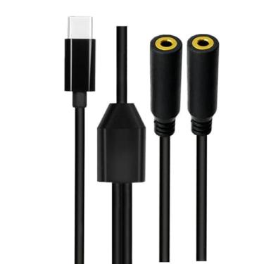 Imagem de USB C para divisor de fone de ouvido fêmea de 3,5 mm, tipo C com DAC para cabo adaptador de fone de ouvido TRS Aux Y Jack duplo de 1/20.3 cm, 3 m