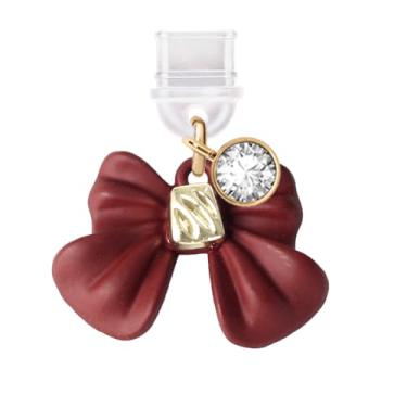 Imagem de ELISE & FONDA TP712 Tipo-C porta de carregamento plugue antipoeira pequeno arco 3D pintura spray charme celular para iPhone 15/16/Samsung/OnePlus/Xiaomi/oppo telefones Android (vermelho escuro)