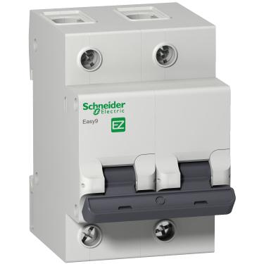 Imagem de Disjuntor Bipolar Easy9 Curva C 4,5kA 230/400V – Schneider | 80A Cód. EZ9F33280