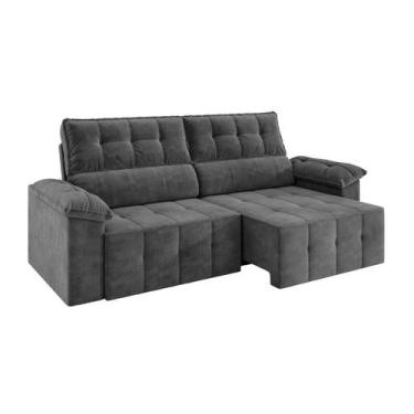 Imagem de Sofá 3 Lugares Retrátil e Reclinável Santorini Veludo Cinza 220 cm - M