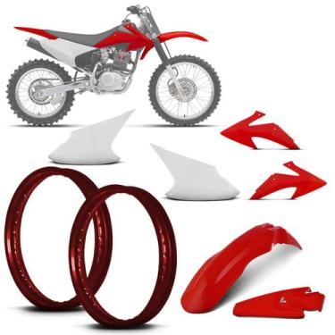 Imagem de Kit Plástico Crf 230f 2008 À 2014 - Pro tork, Branco, Vermelho, Par de