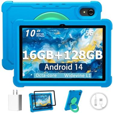 Imagem de Tablet Android 14 de 10 polegadas, 16 GB de RAM, 128 GB de ROM, expansão de 1 TB, Octa-core, bateria de grande capacidade, câmera dupla de 5 MP + 8 MP, WiFi 5G/2,4G, Bluetooth 5.0, GPS, capa à prova