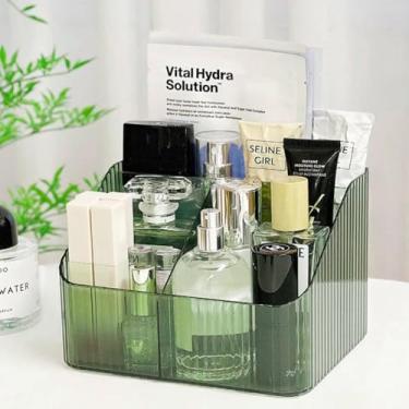 Imagem de Organizador Multiuso 4 Divisões - Organizador maquiagem - Porta Maquiagem, Cosméticos, Bijuterias, Acessórios - Caixa Organizadora Penteadeira, Banheiro e Mesa - Acrílico compacto, Resistente