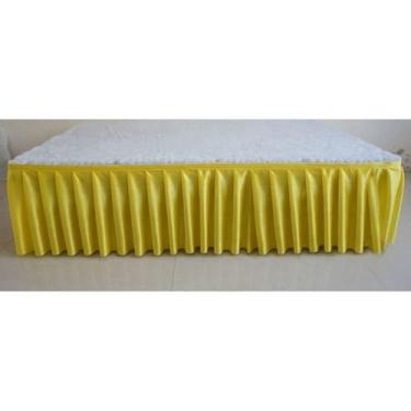 Imagem de Saia de mesa plissada branca, cortinas para cenário de casamento, toalhas de mesa, cobertura de mesa, palco de casamento para festa de evento, amarelo, A50cm x C300cm