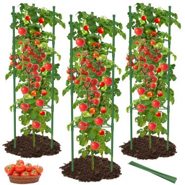 Imagem de MYMULIKE Pacote com 6 gaiolas de tomate para jardim, 138 cm ajustáveis para plantas de tomate estacas de suporte de treliça, treliça de jardim para flores vegetais, frutas, plantas trepadeiras - 20