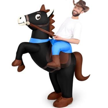 Imagem de Qtencas Inflatable Horse Costume for Adults Men Women Cosplay Party, Cowboy Halloween Horse Costume for Halloween Party, Black