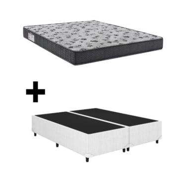 Imagem de Cama Base Box Casal Bipartido Branco Colchão ISO 100 D33 - Ortobom