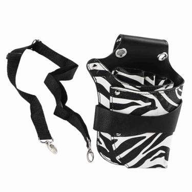 Imagem de Bolsa de tesoura de tesoura profissional de tesoura de tesoura de barbeiro com cinto ajustável vários bolsos para estilistas de salão de couro PU Cintura Organizador de (5 bolso)