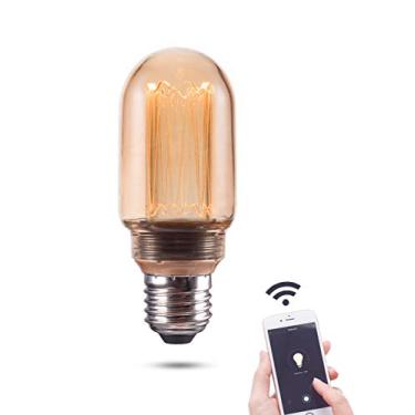 Imagem de Harwez Lâmpada de LED redonda decorativa Smart WiFi, Lâmpada de LED Edison vintage âmbar 3,8W RN, G125/G40, regulável suave quente 2000K, base E26, sem hub, compatível com Alexa e Google Home Assistant