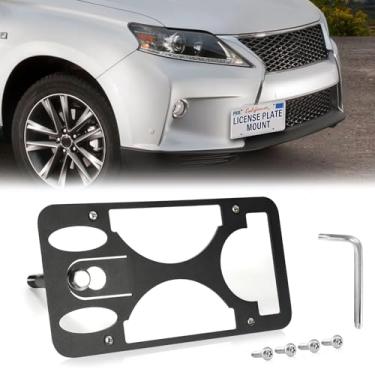 Imagem de Moldura frontal sem broca compatível com Lexus RX | 2013-2019 Suporte de gancho de reboque para placa de carro antifurto Capas de etiqueta de carro à prova de ferrugem, acessórios de carro à prova de