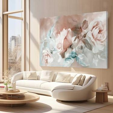 Imagem de Quadros Decorativos para Quarto Sala 130x90 Floral Rosa Cores Floral Abstrato Grande Escritório Hall