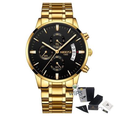 Imagem de Relógio Masculino Nibosi 2309 Analógico Dourado/Preto