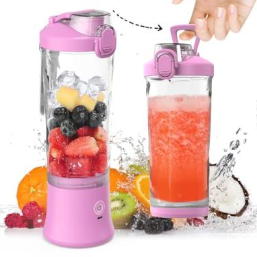 Imagem de DENOKIN Liquidificador portátil, liquidificador de tamanho pessoal para shakes e smoothies (rosa roxo, 590 g)