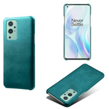 Imagem de Capa para Oneplus 9,Proteção contra quedas,Casca de volta de cor sólida simples,Design de couro de imitação de plástico-Green