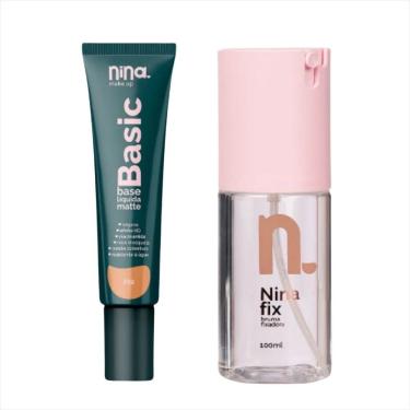 Imagem de Kit Nina Makeup Base Líquida Basic Cor2+bruma Fixadora Fix