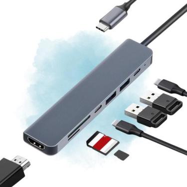 Imagem de Hub Adaptador Usb Tipo C 7 Em 1 Com Hdmi Compatível Macbook - Jodda