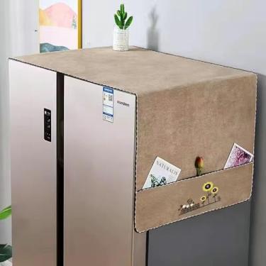 Imagem de Capa à prova de poeira para geladeira com bolsos de armazenamento, capa de poeira de geladeira para lavadora e secadora 170 cm x 60 cm (C x L)