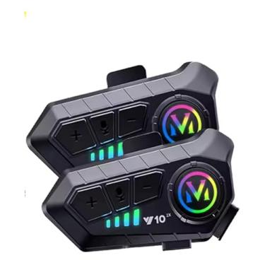 Imagem de Intercomunicador para Capacete Y10, Preto, Com Bluetooth, 2 Unidades, Microfone Embutido, Controle de Som, para Motociclistas