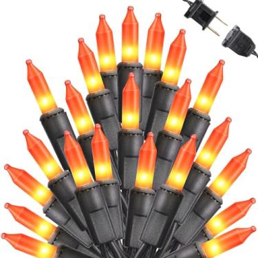 Imagem de Toodour Luzes laranja de Halloween, 23 m, 300 unidades, luzes incandescentes de corda de Halloween, mini lâmpadas conectáveis com certificação UL para casa, jardim, varanda, festa, decorações internas