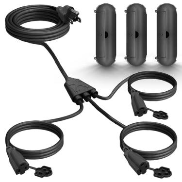 Imagem de Banord Cabo de extensão de 1 a 3 divisores, máximo de 28 pés de ponta a ponta (1,4 m no total), com 3 capas à prova de intempéries para ambientes internos e externos, fio SJTW à prova de intempéries