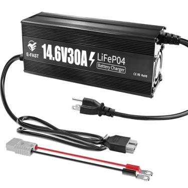 Imagem de Carregador de bateria de lítio 12V 30A 14,6V LiFePO4 carregador inteligente com conector indicador Anderson especial para baterias recarregáveis de lítio LiFePO4 de ciclo profundo de barco, RV