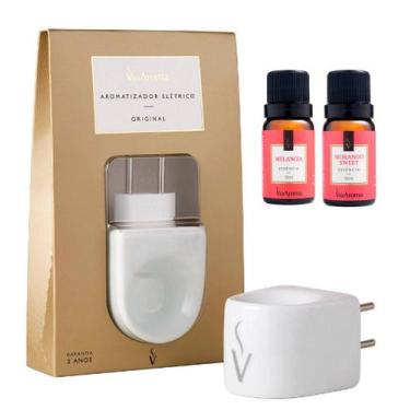 Imagem de Kit Aparelho Aromatizador Porcelana Via Aroma com Essencia Melancia e 