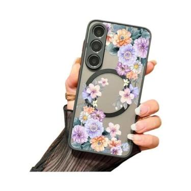 Imagem de Capa De Telefone Magnética Floral Com Magsafe Fosca Para Samsung Galax