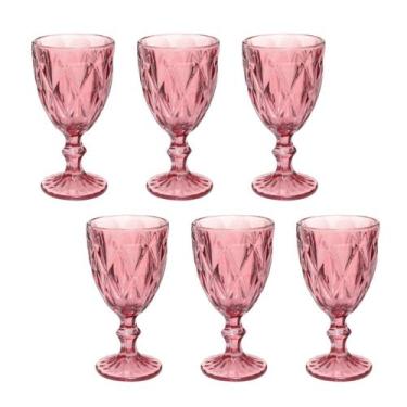 Imagem de Jogo Copo Taça Vidro Diamante Lilás Para Agua 300ml - 6Un - QUALITY HO