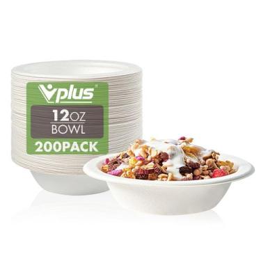 Imagem de Taças de papel Vplus 350ml descartáveis compostáveis, pacote com 200