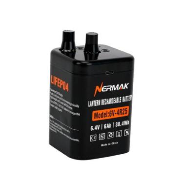 Imagem de Bateria de lanterna NERMAK 6V 6Ah de lítio LiFePO4 recarregável